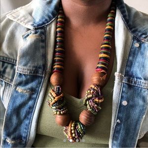 Multi color wooden, knot necklace